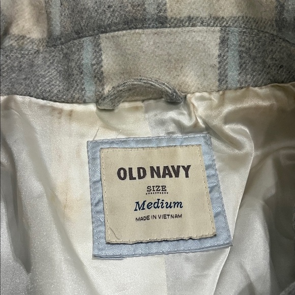 Old Navy Gray Plaid Pea Coat - Picture 2 of 5